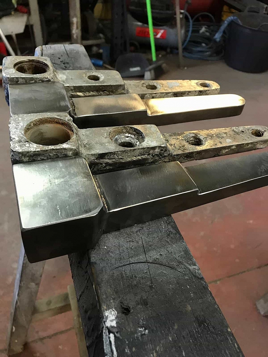 Stainless steel rudder brackets for a Prout Snowgoose